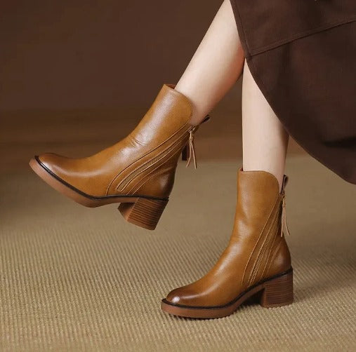 Women's Sleek Leather Ankle Boots