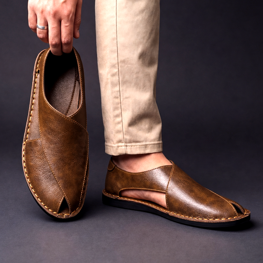Men's Stylish Leather Open-Toe Sandals