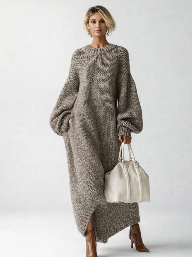 Women's Oversized Chunky Knit Maxi Sweater Dress