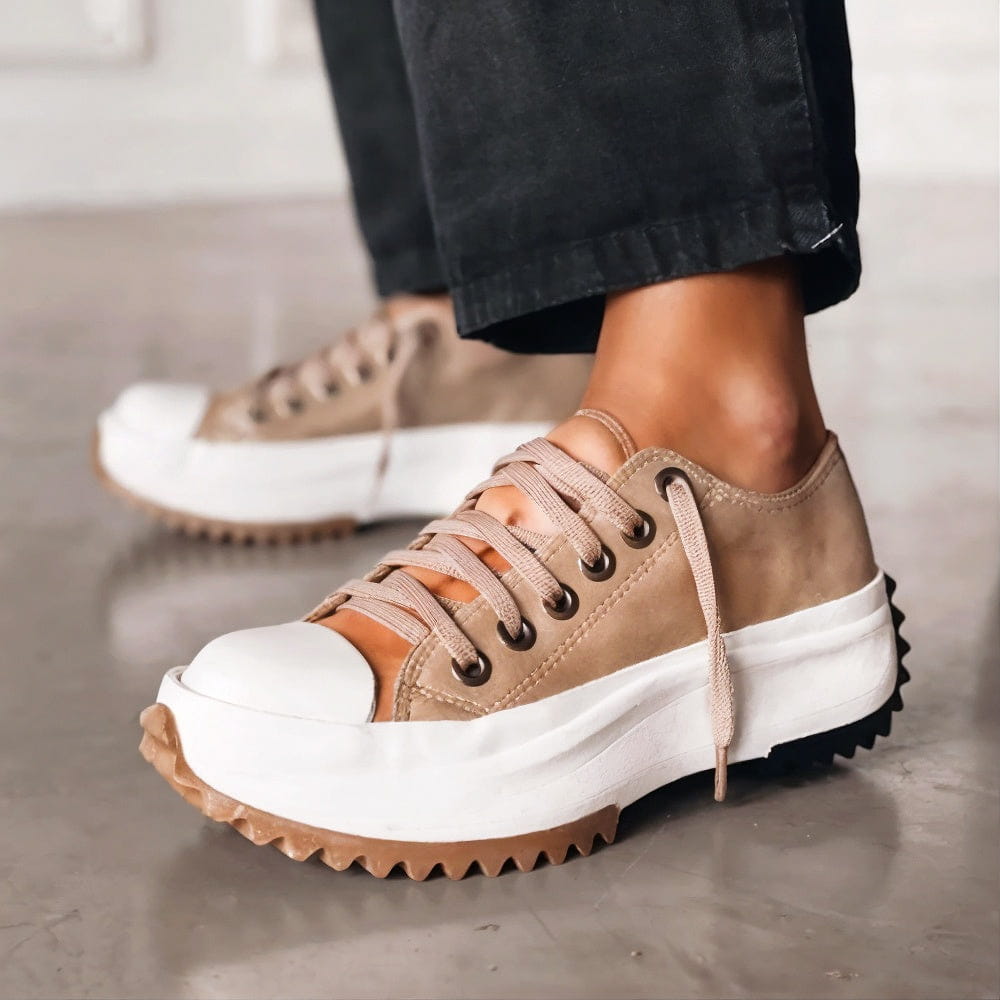 Women's Casual Orthopedic Leather Lace-Up Low Cut Sneakers