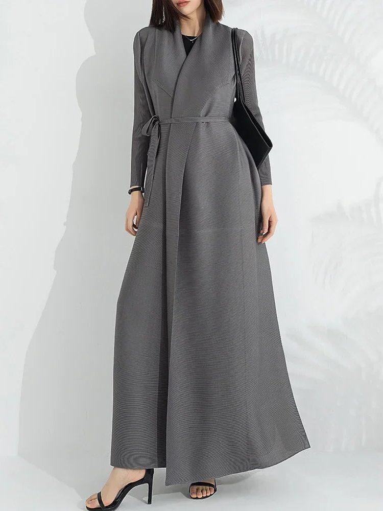Women's Elegant A-Line Wrap Maxi Dress with Long Sleeves