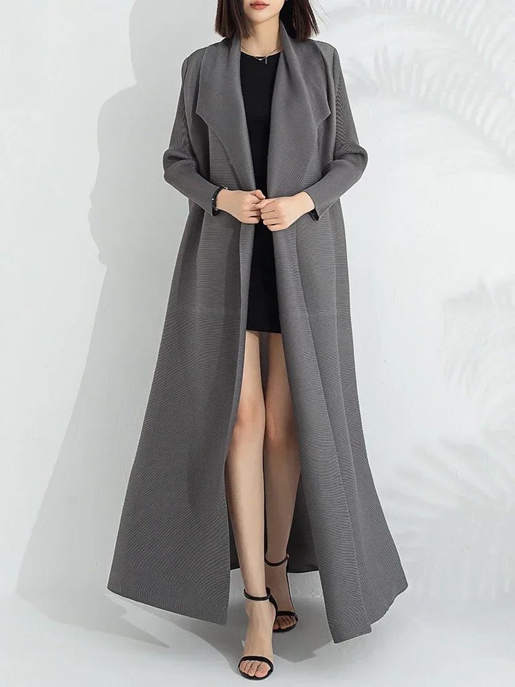Women's Elegant A-Line Wrap Maxi Dress with Long Sleeves