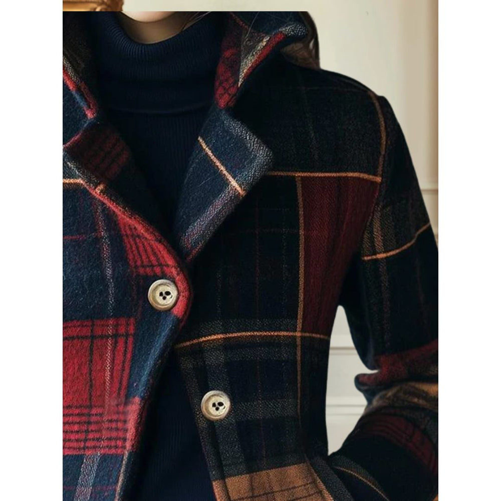 Women's Classic Wool Plaid Button-Down Jacket