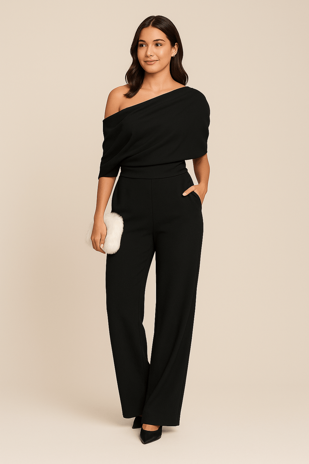Women's Elegant One-Shoulder Wide Leg Jumpsuit