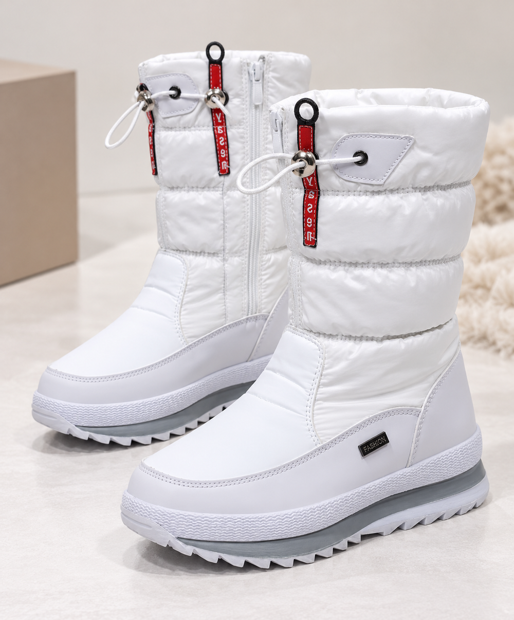 Women's Stylish Faux Fur Lined Padded Winter Boots White