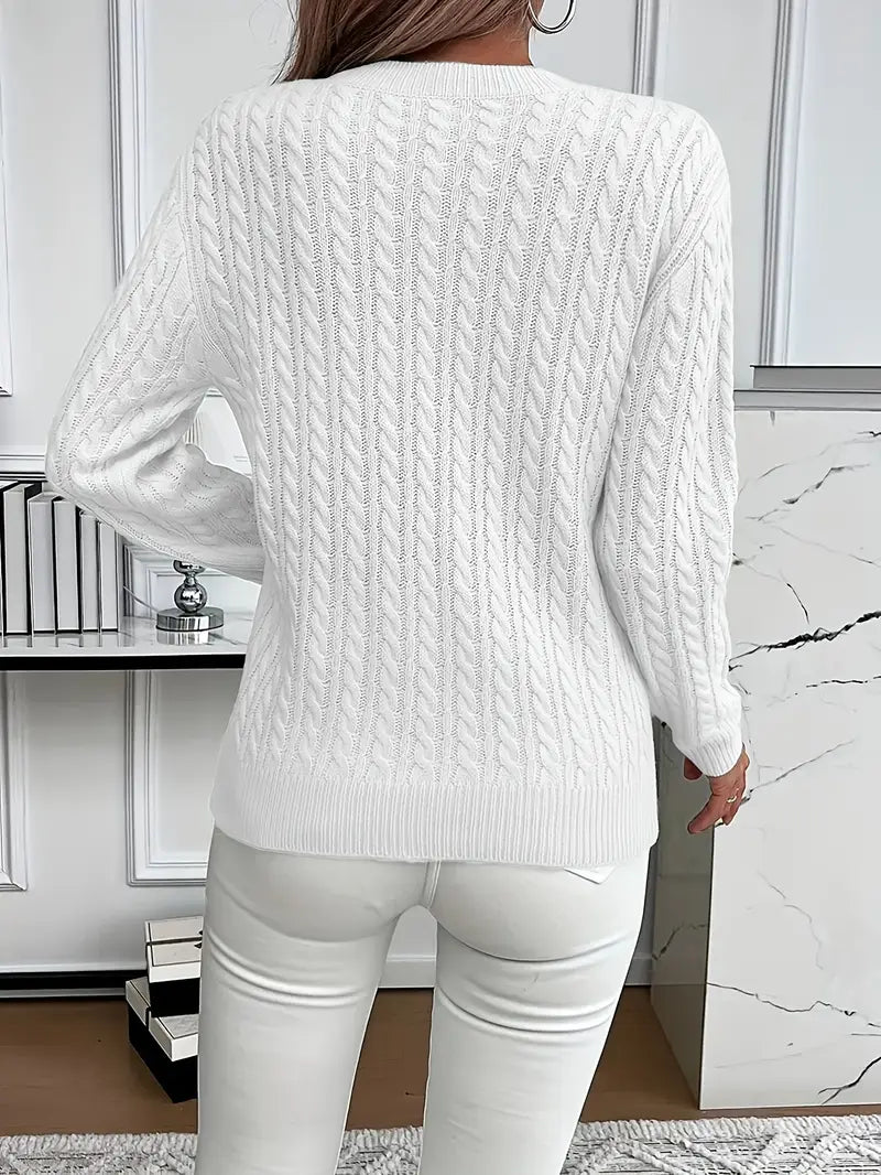 Women's Casual Cable Knit Relaxed Fit Sweater