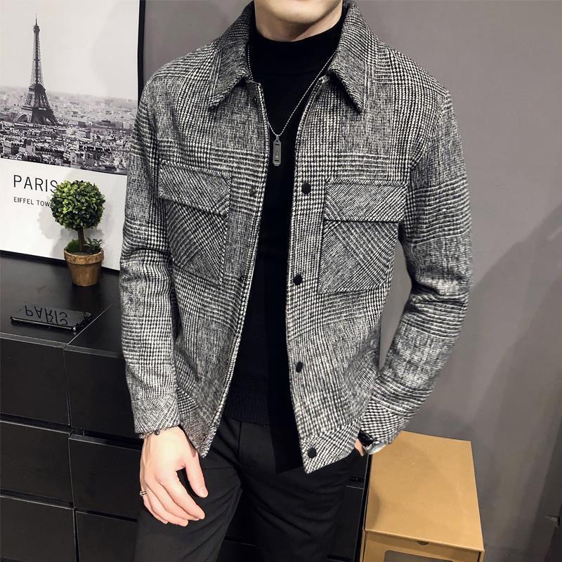 Men's Casual Cotton Plaid Shirt Jacket