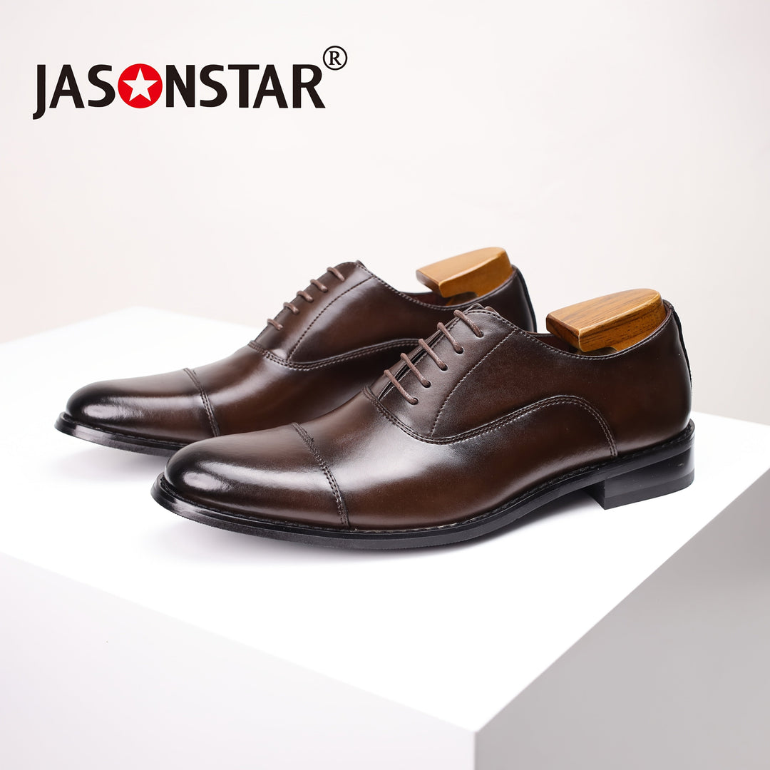 Men's Classic Leather Cap-Toe Oxford Shoes