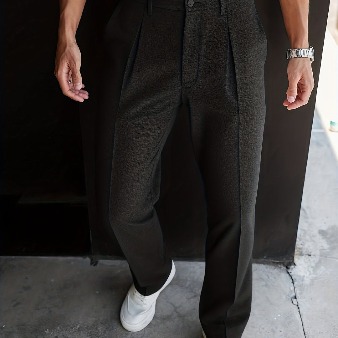 Men's Tailored Straight-Leg Wool Blend Trousers