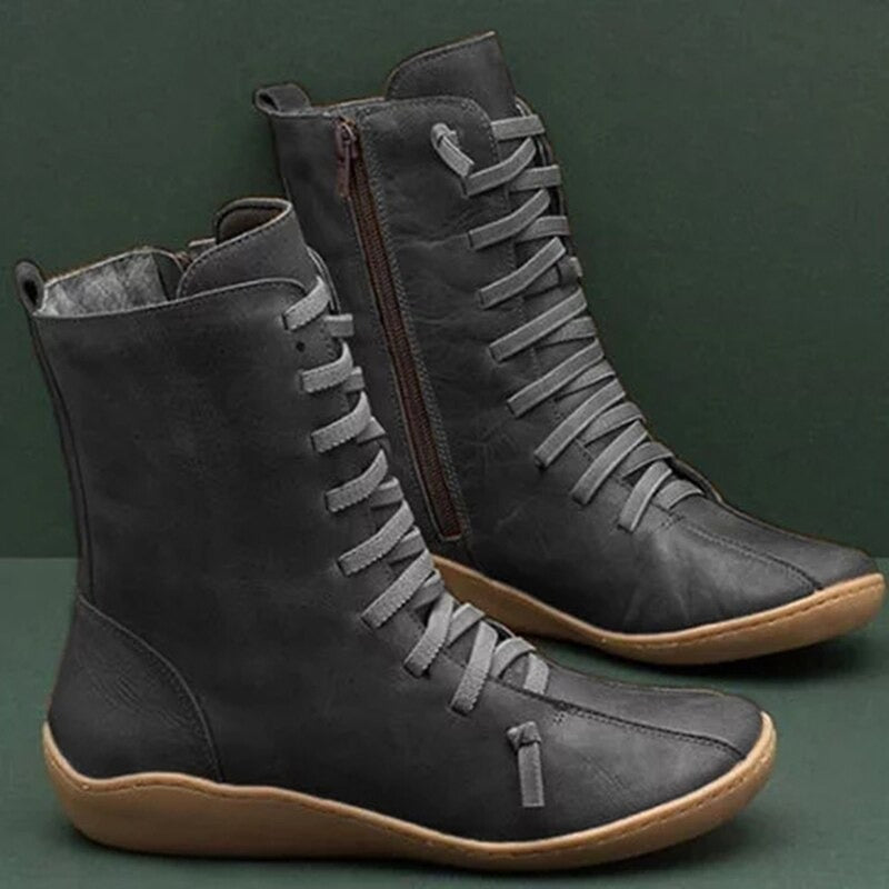 Women's Comfortable Mid Calf Leather Autumn Boots