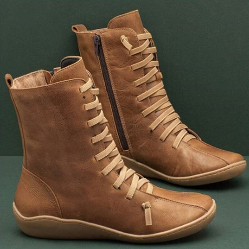 Women's Comfortable Mid Calf Leather Autumn Boots