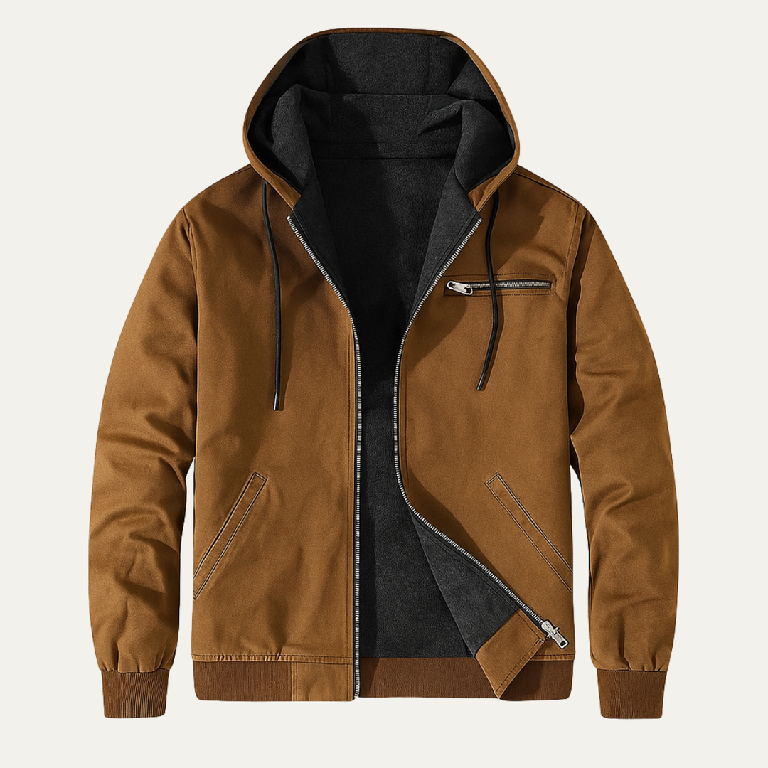 Men's Casual Fleece Lined Hooded Jacket
