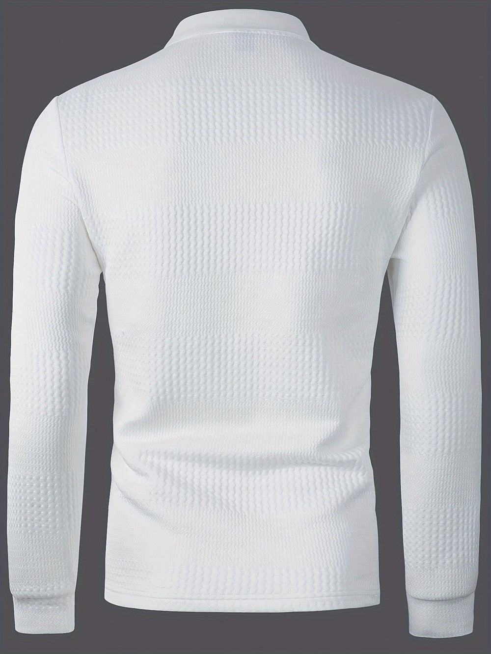 Men's Casual Textured Cotton Long-Sleeve Polo Shirt