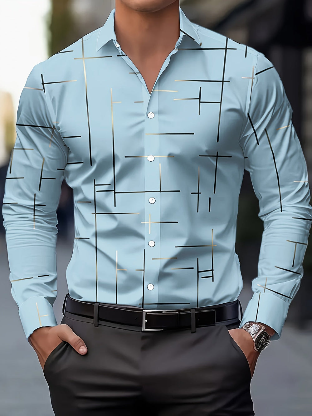 Men's Classic Cotton Long Sleeve Printed Shirt