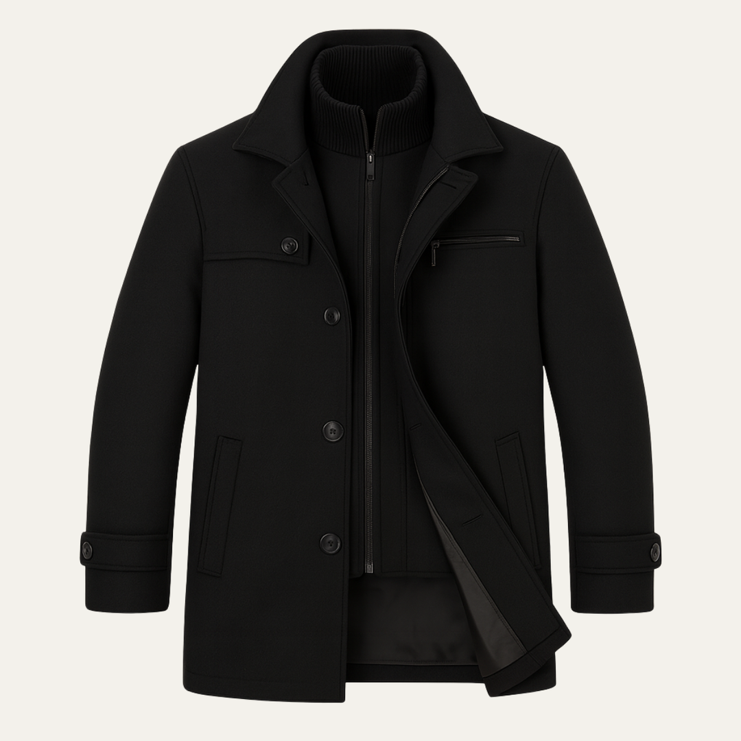 Men's Classic Wool Blend Structured Winter Coat