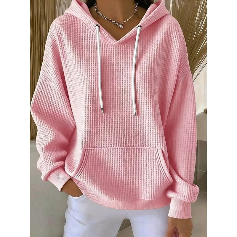 Men's Casual Textured Cotton Drawstring Hoodie