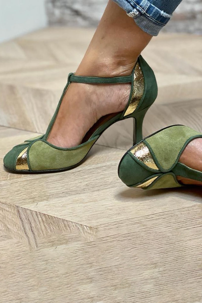 Women's Adjustable Leather Ankle T-Strap Mary Jane Shoes