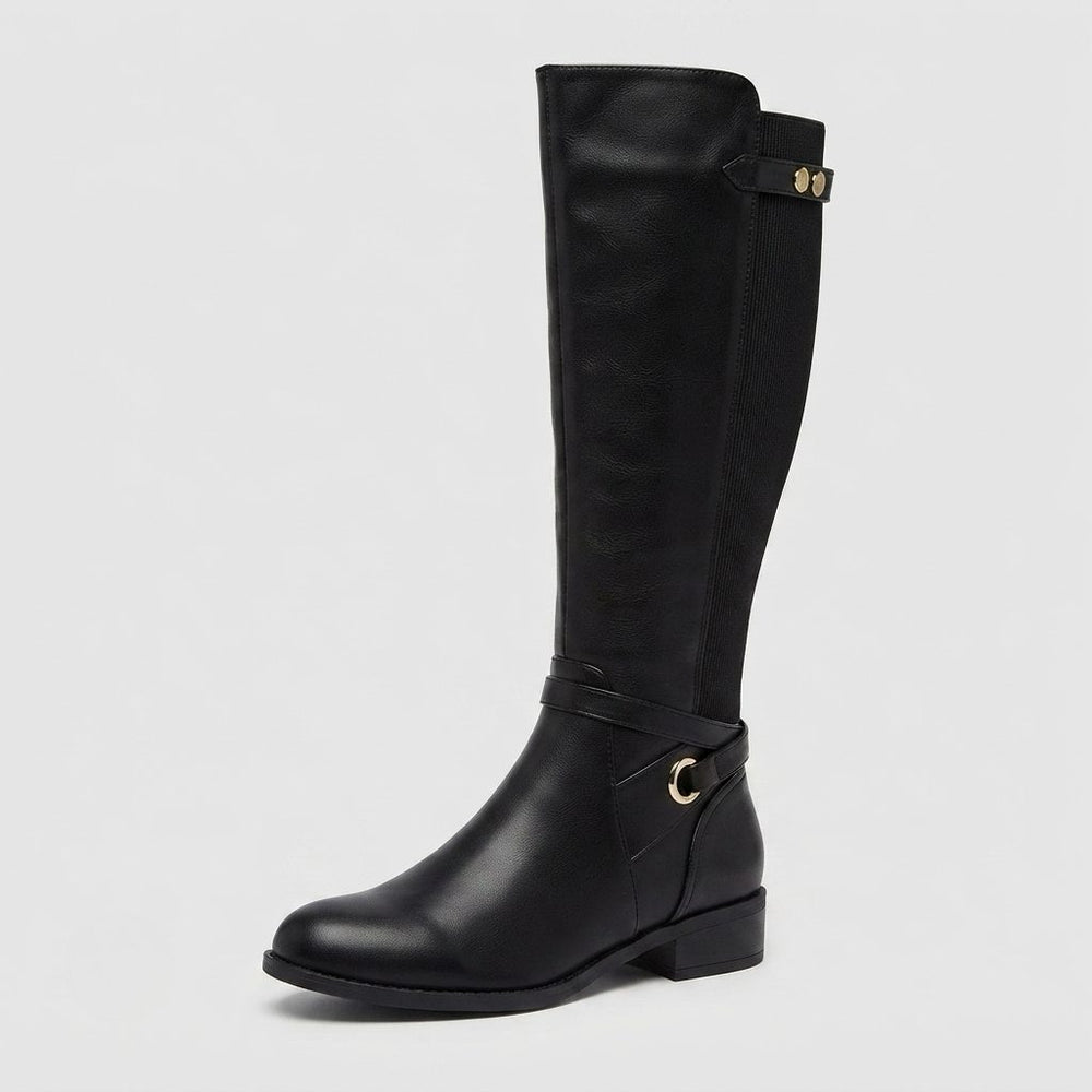 Women's Stylish Leather Knee-High Block Heel Boots