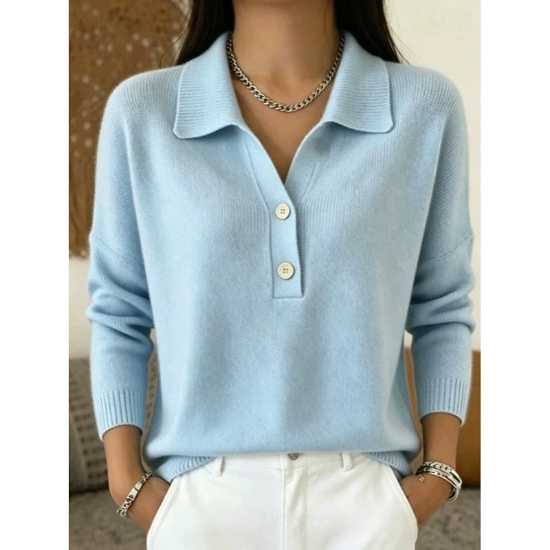 Women's Casual Cotton Collared Button Pullover Shirt