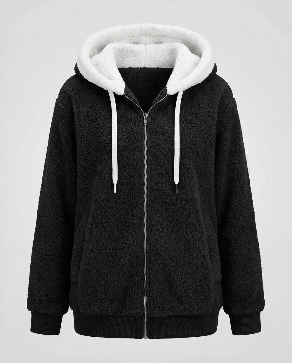 Women's Oversized Sherpa Fleece Hooded Jacket