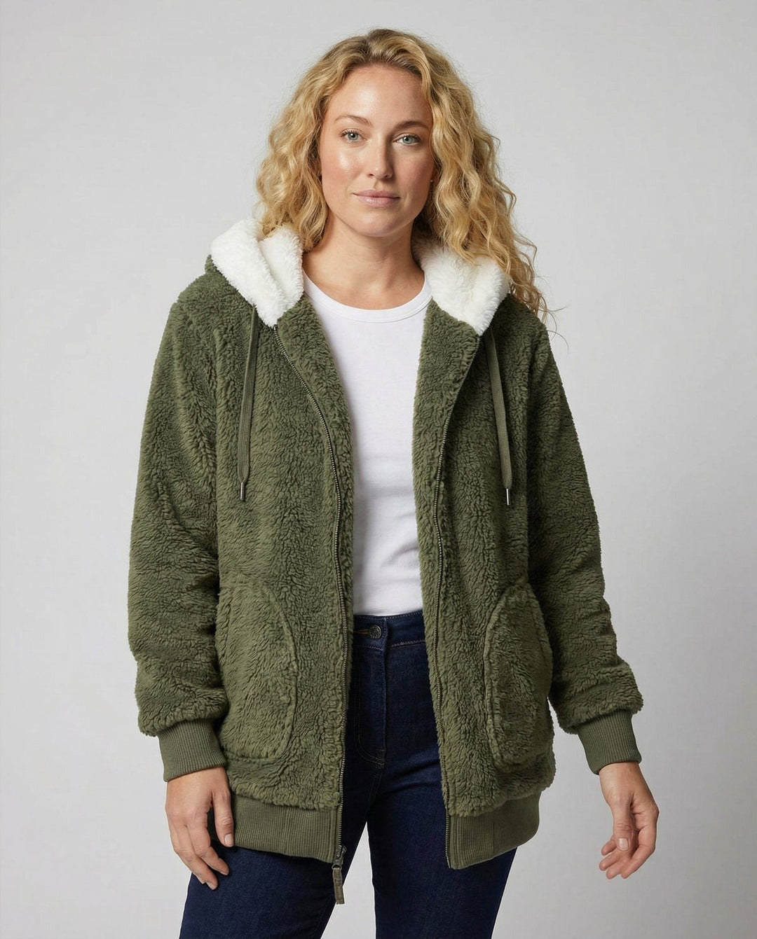 Women's Oversized Sherpa Fleece Hooded Jacket
