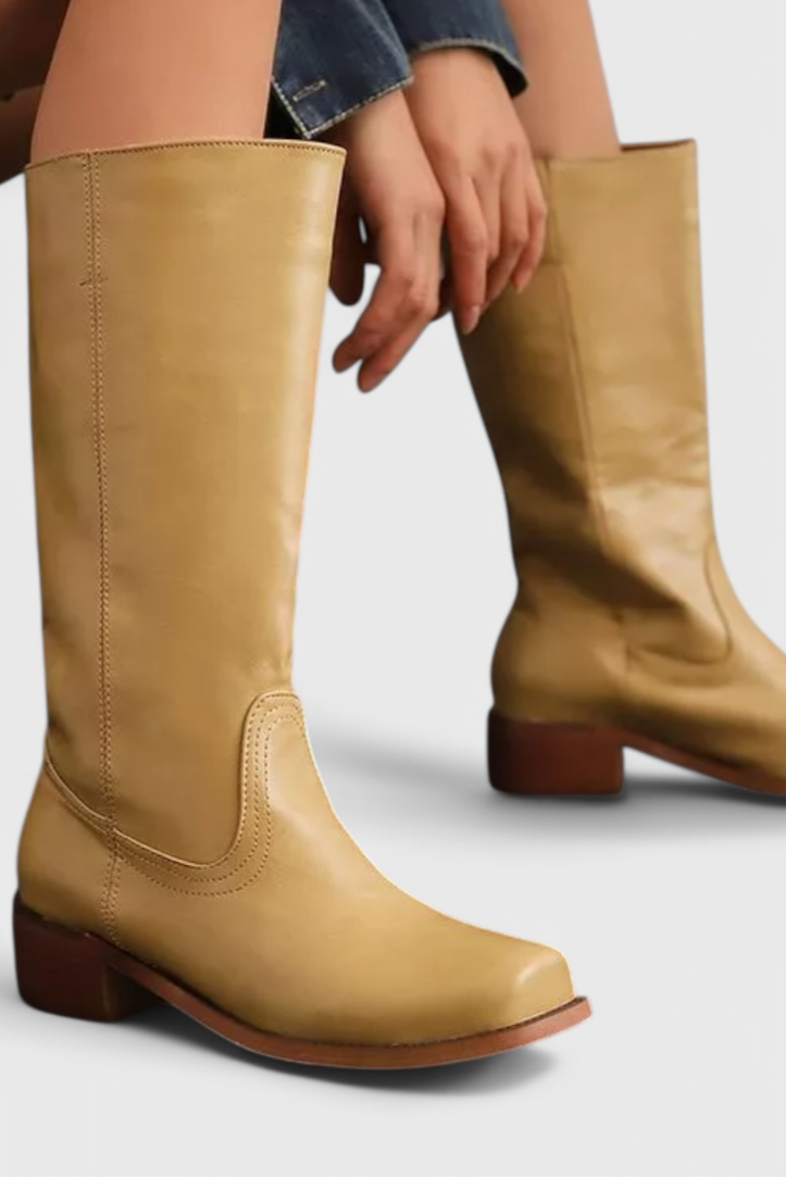 Women's Stylish Leather Knee-High Heeled Boots