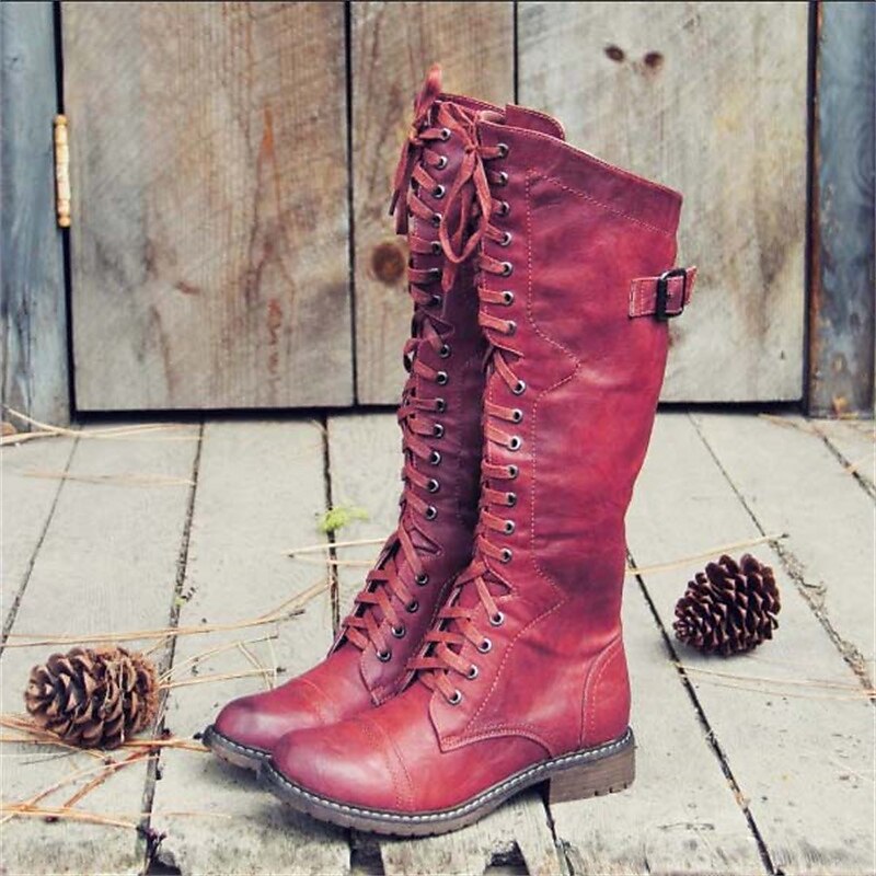 Women's Classic Leather Tall Lace-Up Riding Boots