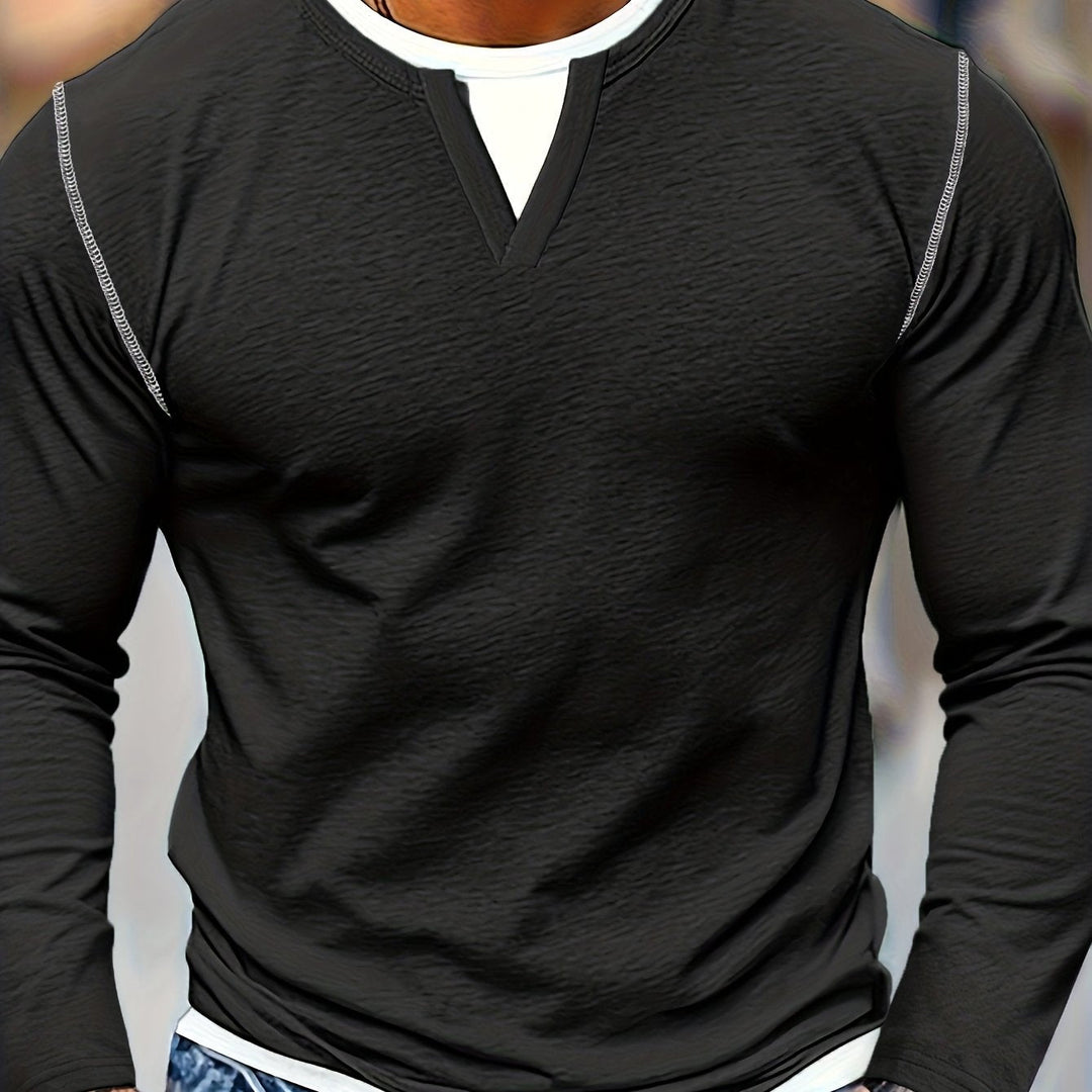 Men's Classic Cotton Notch-Neck Henley Shirt