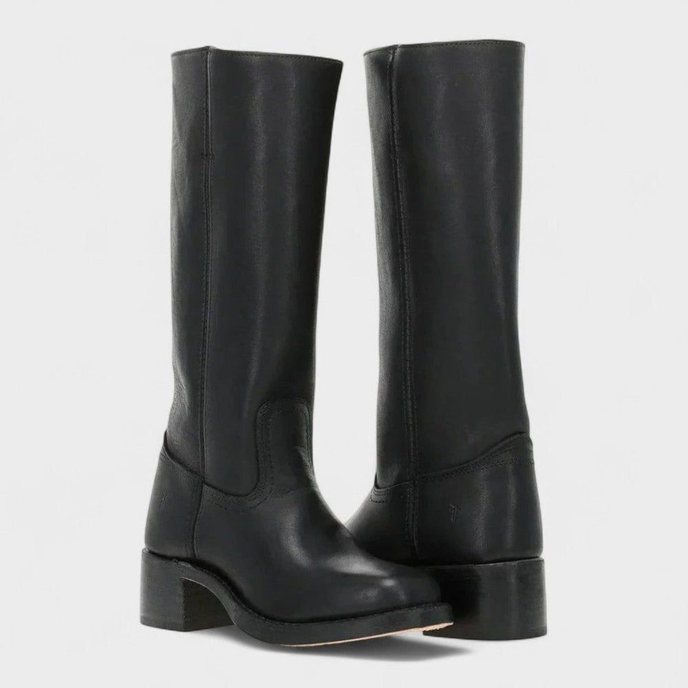 Women's Stylish Leather Knee High Western Block Heel Boots