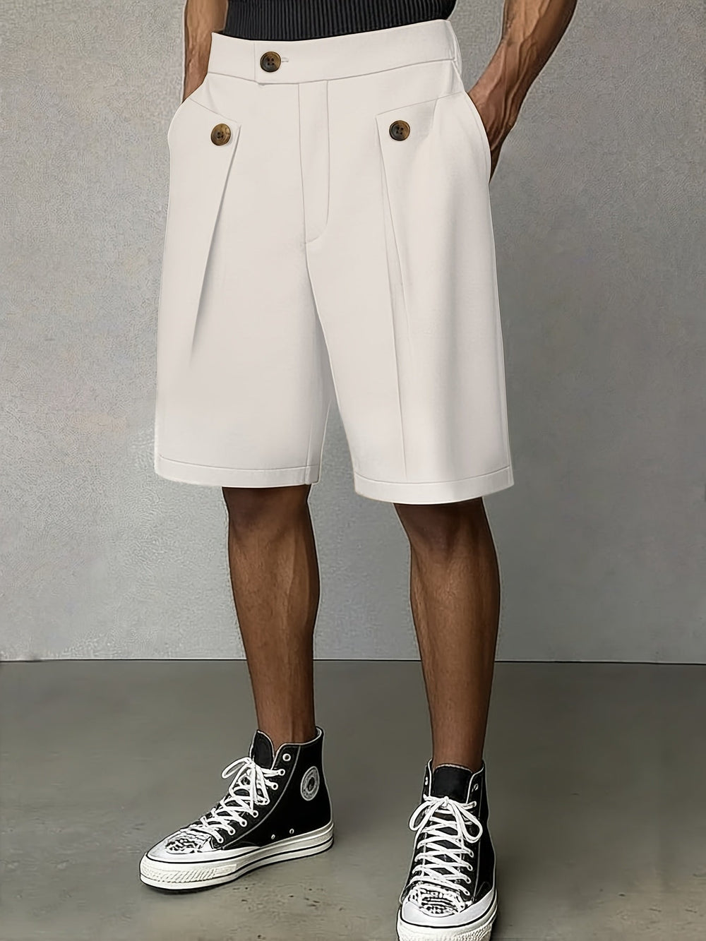 Men's Tailored Pleated Cotton Shorts