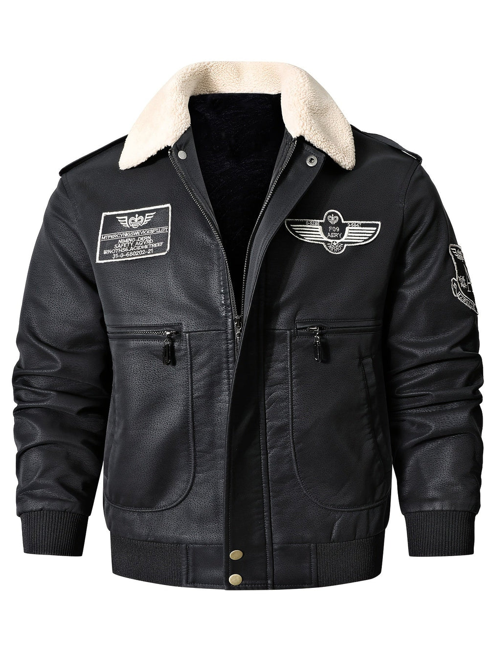 Men's Classic Leather Aviator Bomber Jacket