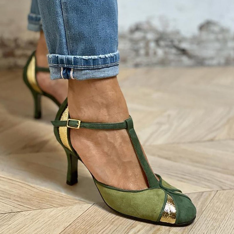 Women's Adjustable Leather Ankle T-Strap Mary Jane Shoes