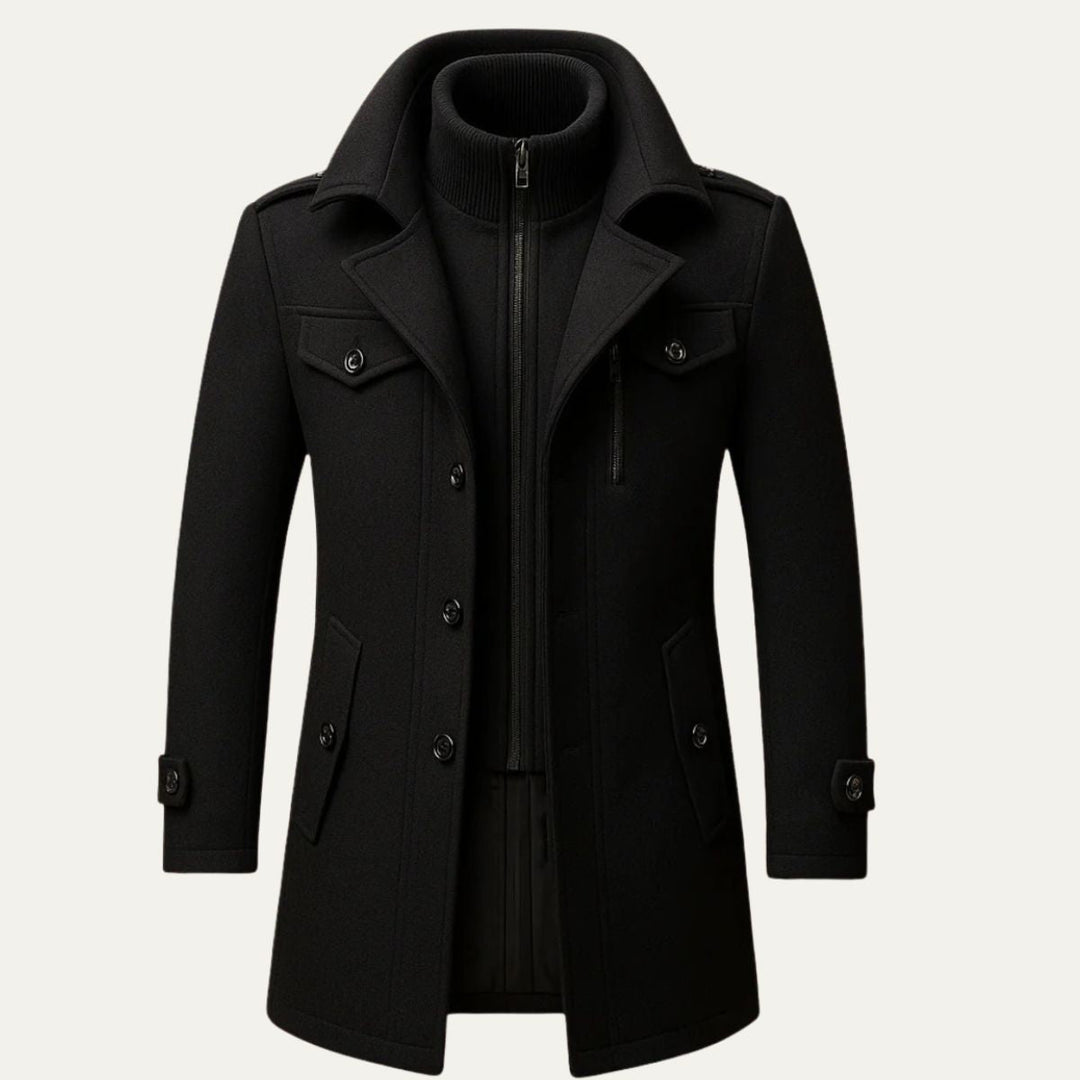 Men's Tailored Wool Blend Double Layer Winter Coat