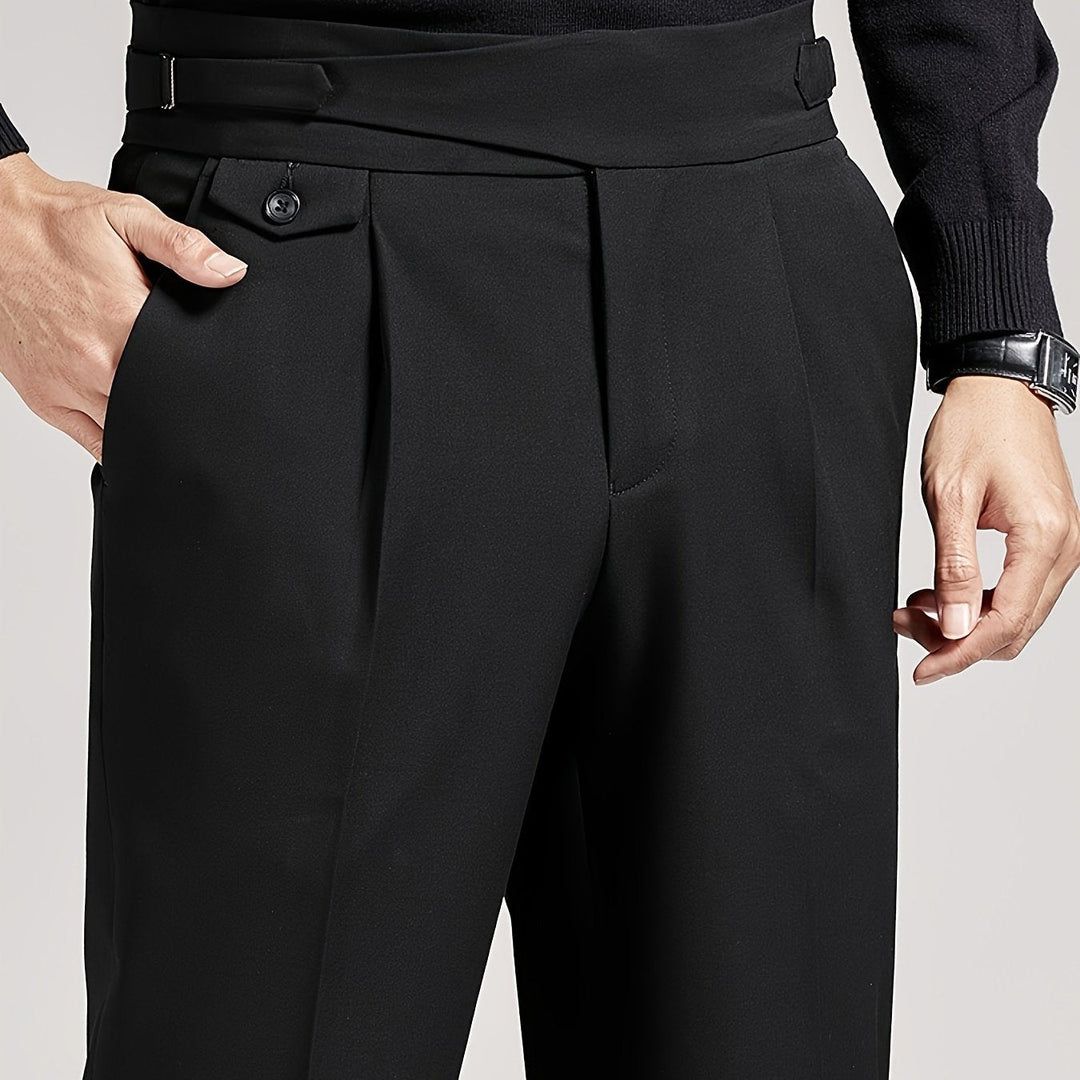 Men's Classic Tailored Pleated Cotton Trousers
