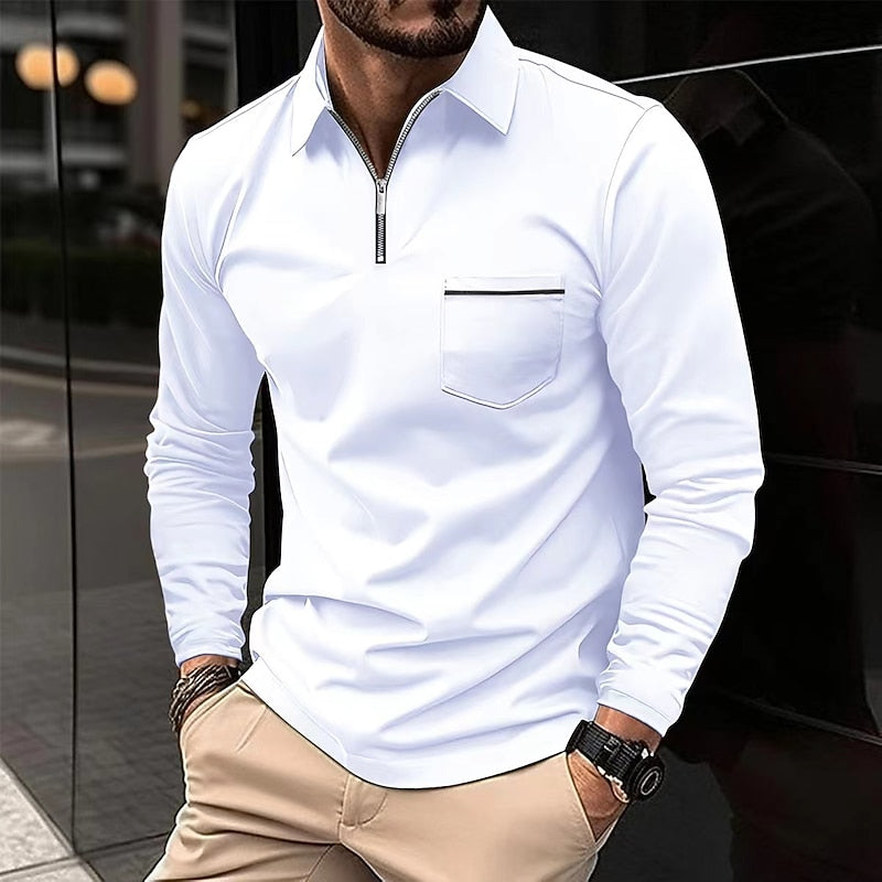 Men's Classic Cotton Quarter-Zip Polo Shirt