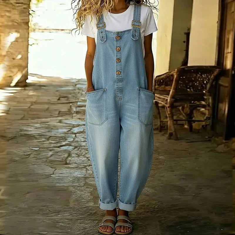 Women's Casual Relaxed Fit Denim Overalls