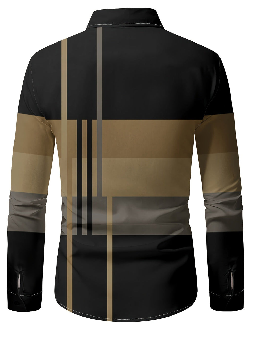 Men's Casual Cotton Colour-Block Long-Sleeve Shirt