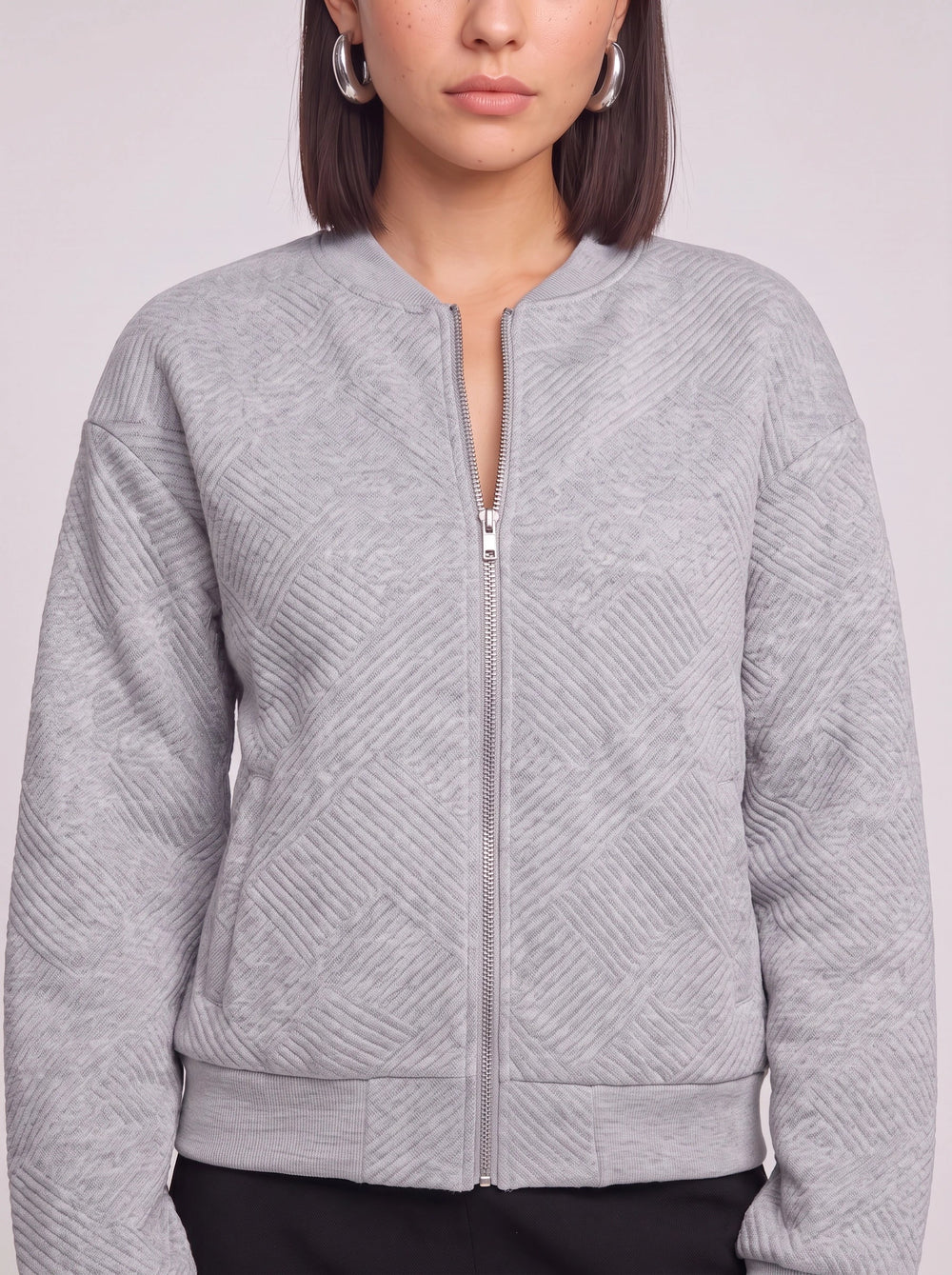 Women's Lightweight Cropped Bomber Jacket with Zip Front