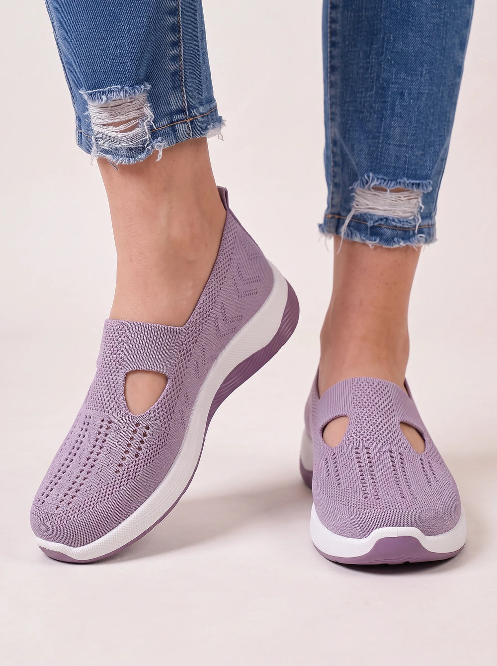 Women's Casual Breathable Mesh Slip-On Platform Sneakers