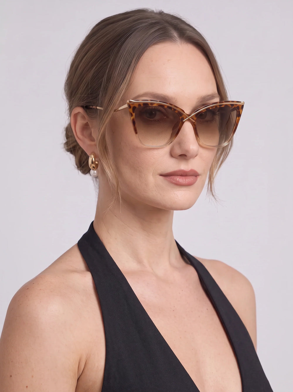 Women's Oversized Tortoiseshell Square Frame Cat-Eye Sunglasses