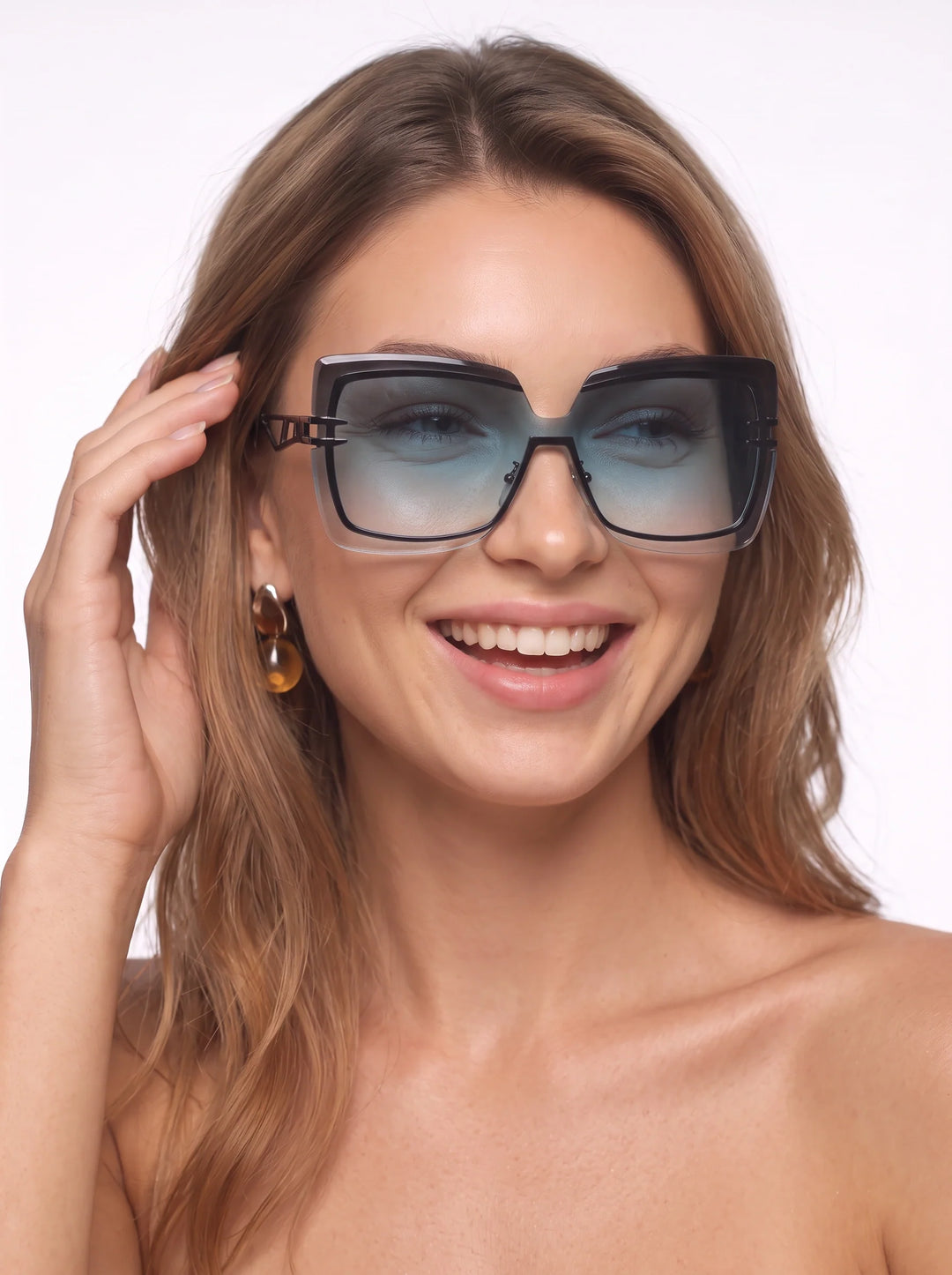 Women's Oversized Gradient Lens Square Frame Sunglasses