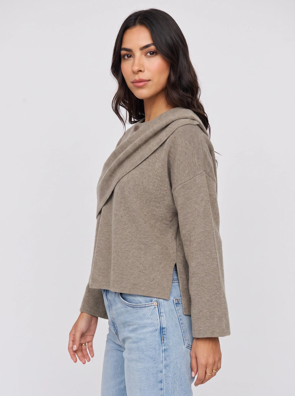 Women's Casual Lightweight Knit Jacket with Draped Collar