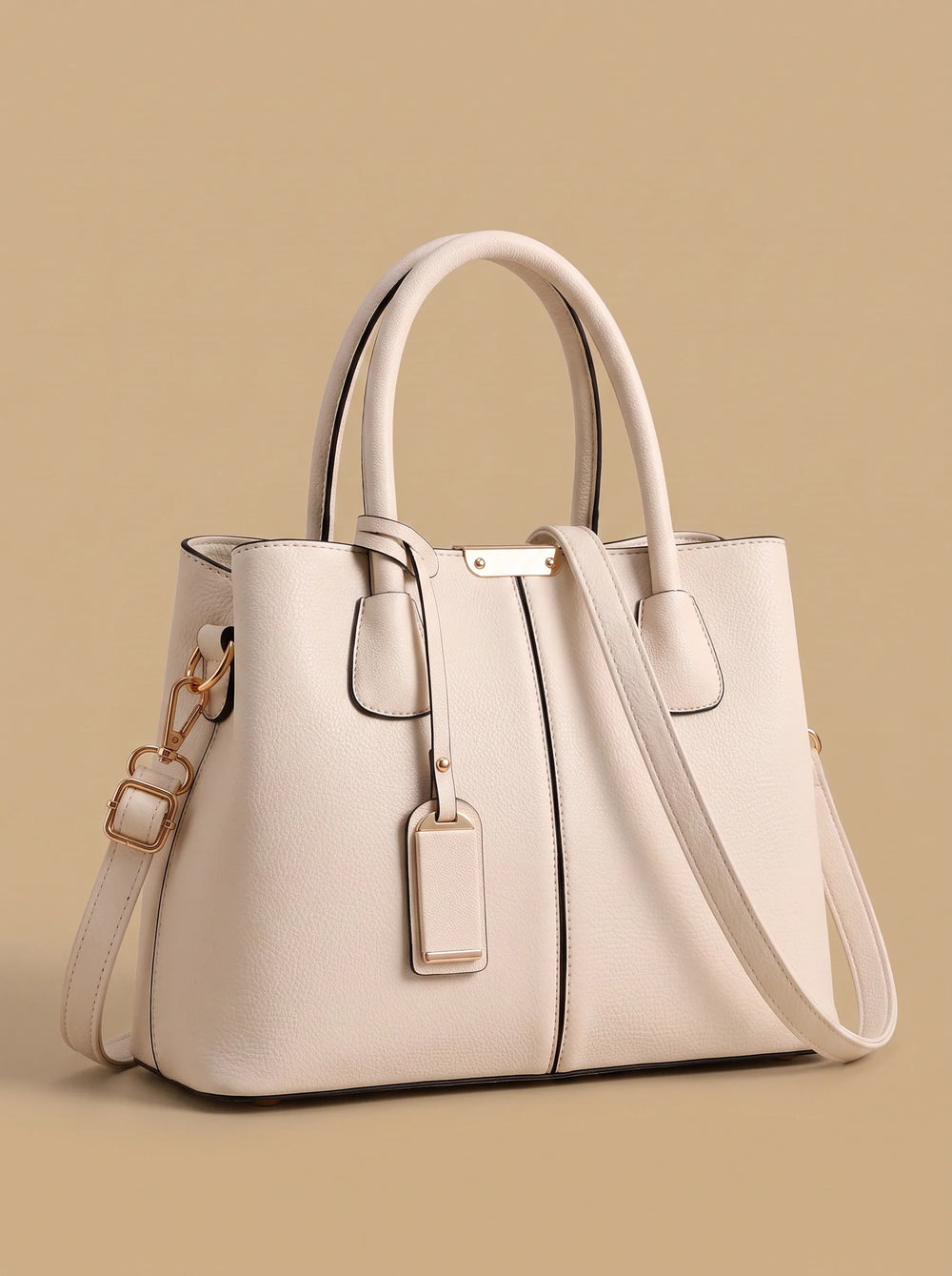 Women's Structured Leather Top Handle Crossbody Tote Bag