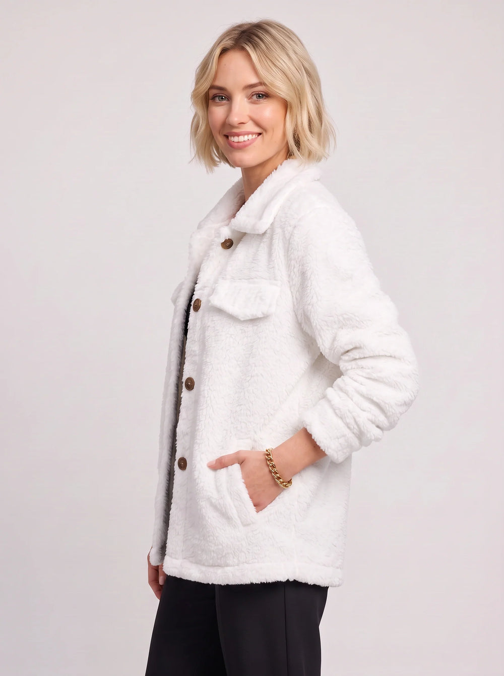 Women's Casual Oversized Cotton Blend Shacket Jacket