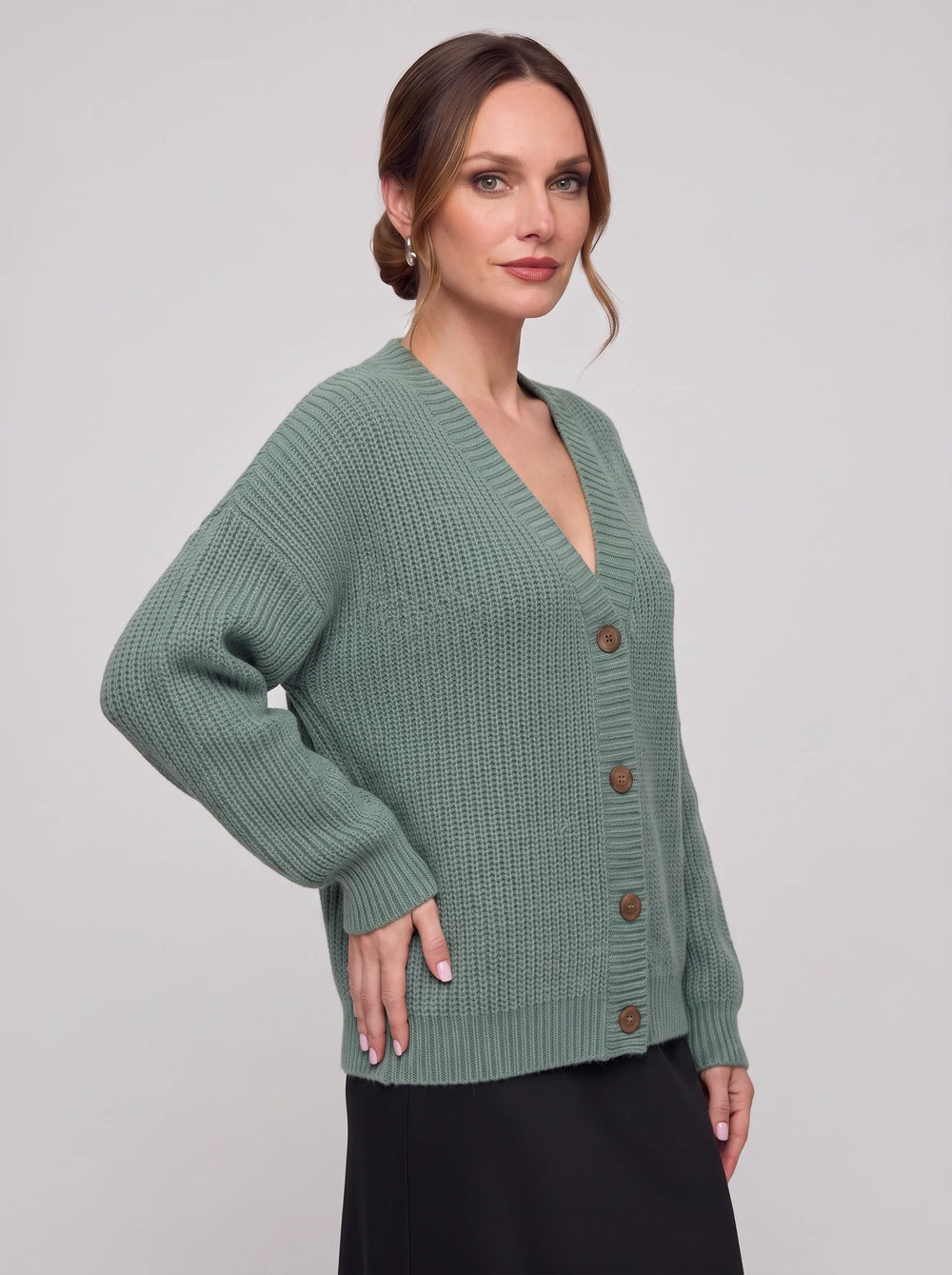 Women's Casual Chunky Ribbed Knit Button Cardigan Oversized