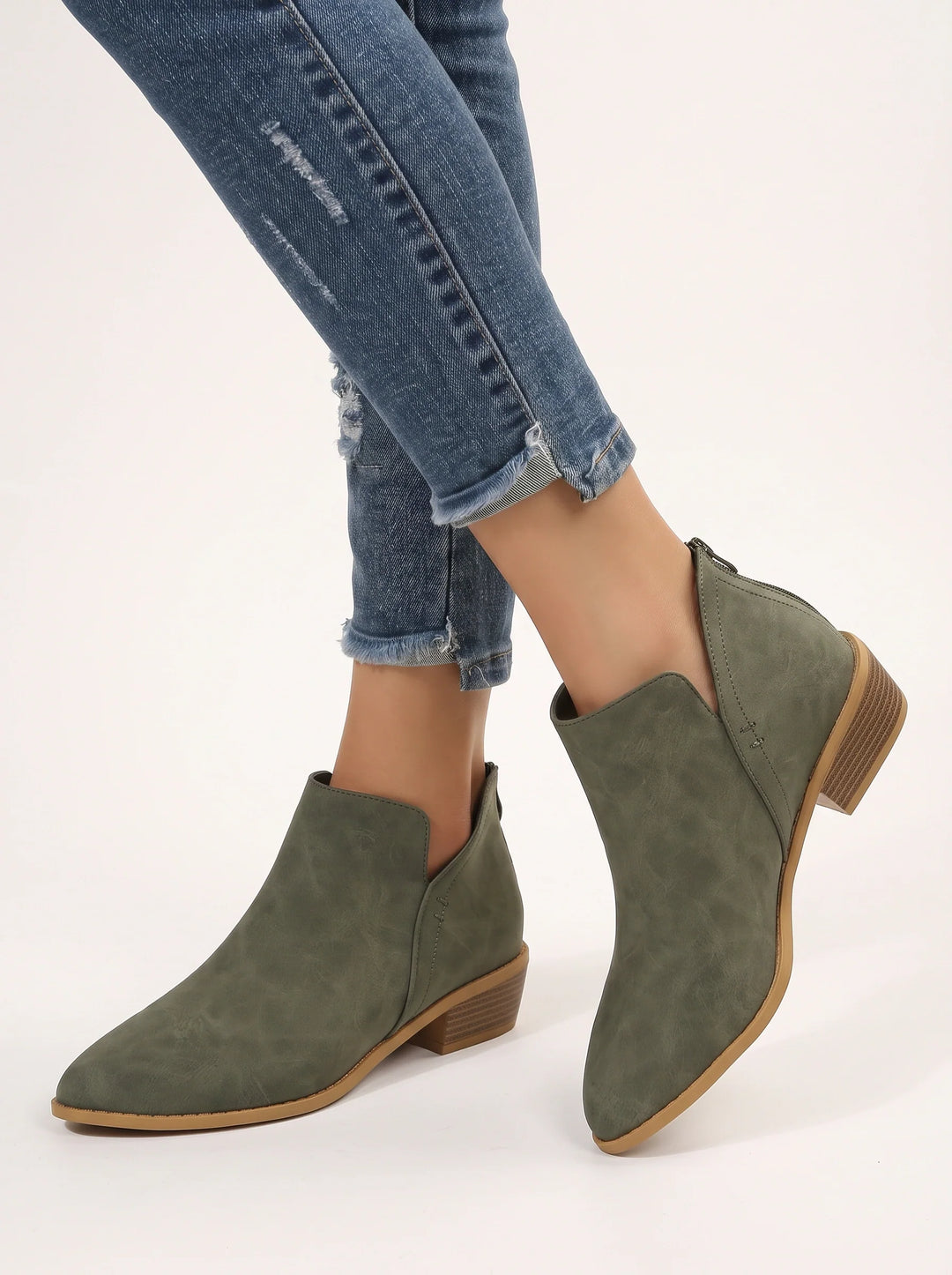 Women's Casual Suede Side-Cut Pointed Toe Ankle Booties