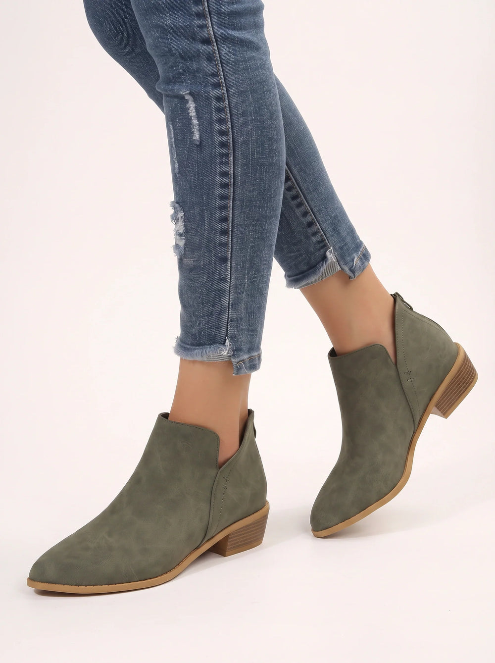Women's Casual Suede Side-Cut Pointed Toe Ankle Booties