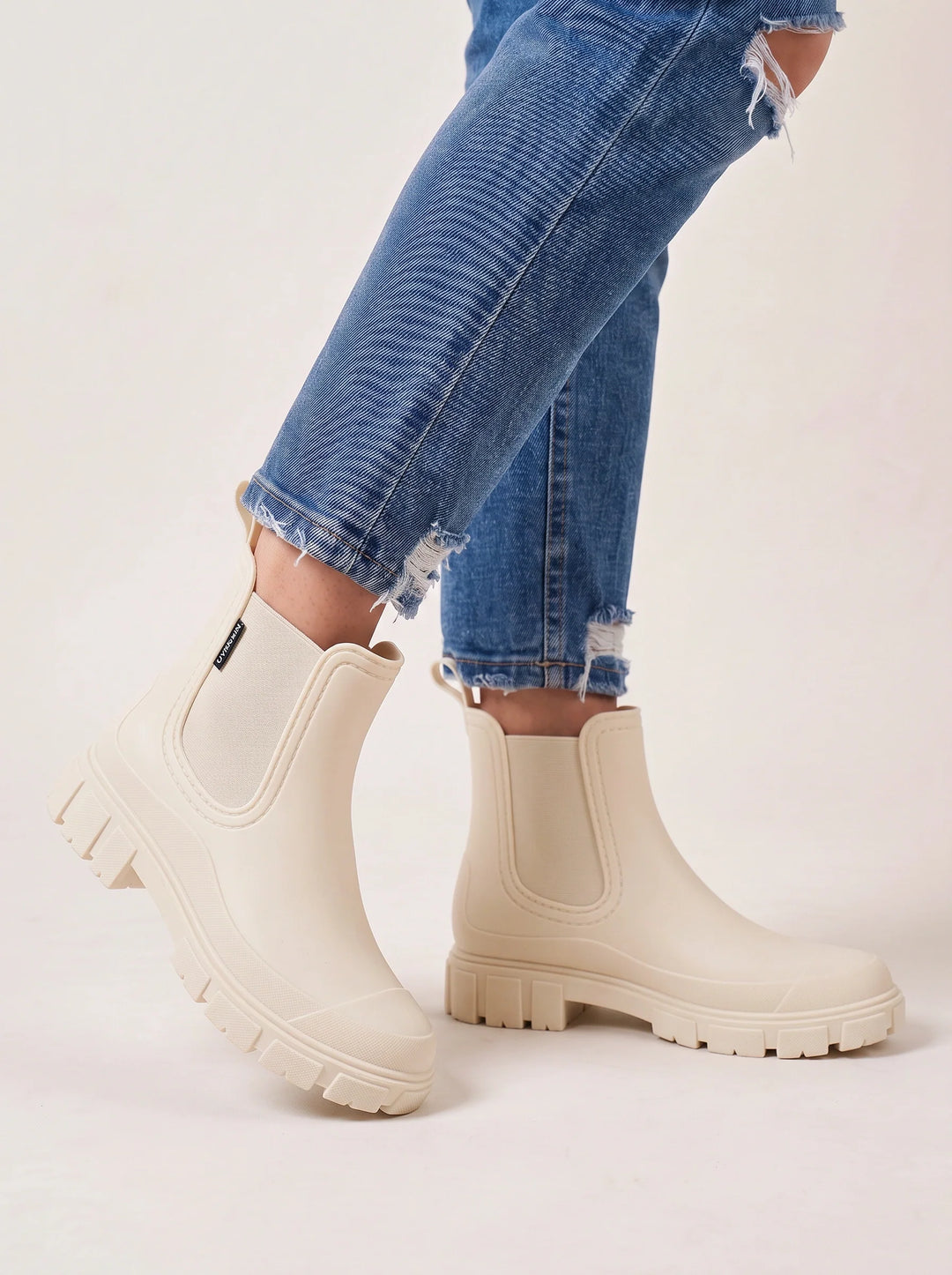 Women's Casual Waterproof Leather Platform Chelsea Ankle Boots