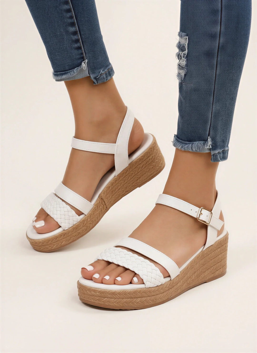 Women's Casual Braided Espadrille Platform Wedge Sandals