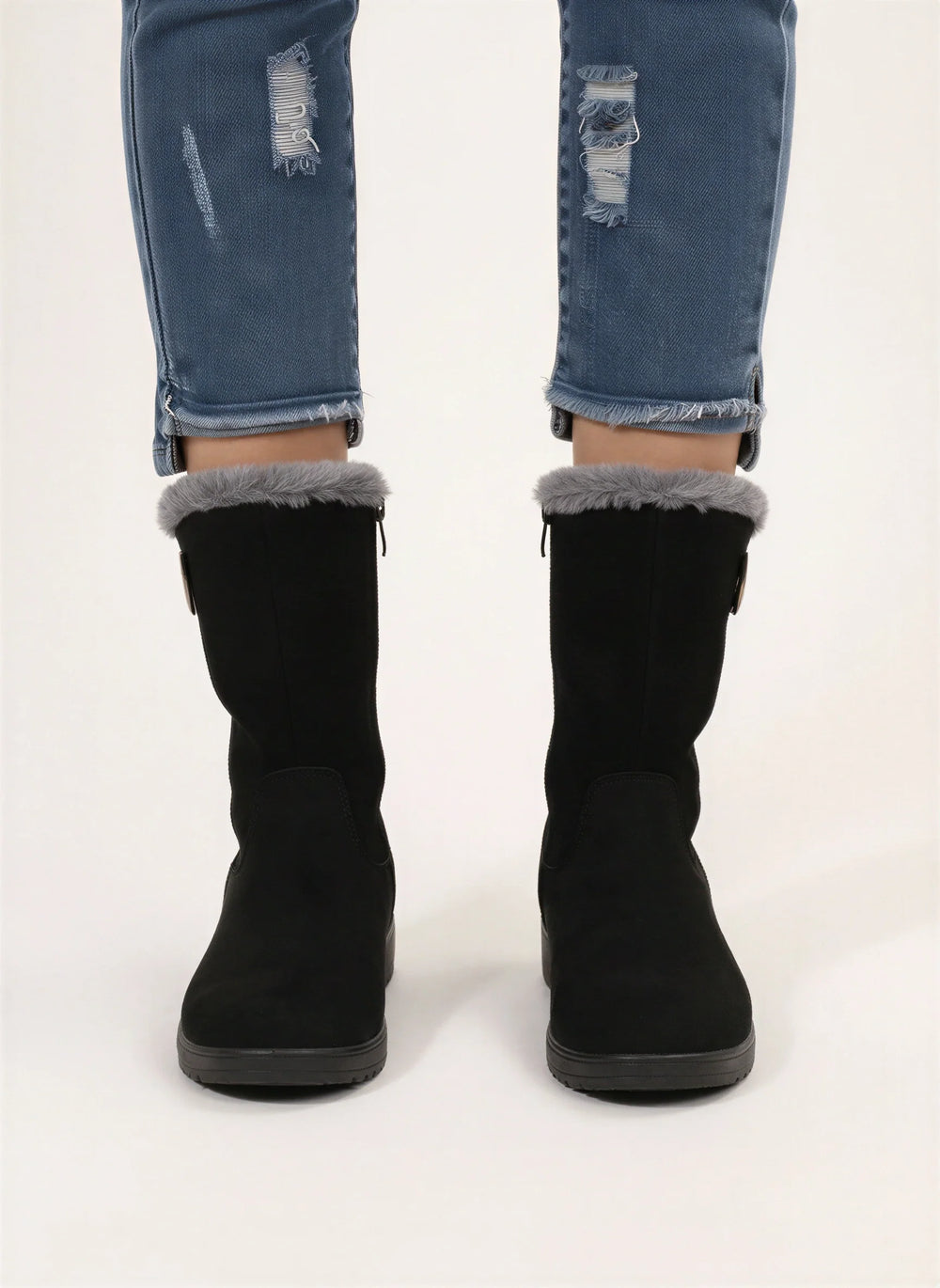 Women's Casual Suede Mid-Calf Boots with Orthopedic Arch Support